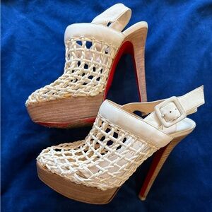 Chic Cream Woven Platform Heels